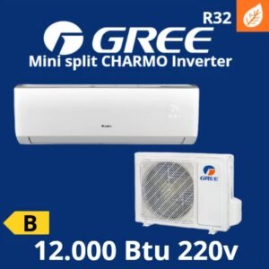 AIRE ACONDICIONADO MINI SPLIT GREE CHARMO INVERTER DE 12.000 BTU A 220V EFICIENCIA (B). CON WIFI