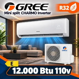 AIRE ACONDICIONADO MINI SPLIT DE 12.000 BTU INVERTER CHARMO E MARCA GREE A 110V. SIN WIFI