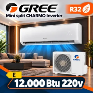 AIRE ACONDICIONADO MINI SPLIT DE 12.000 BTU INVERTER CHARMO E MARCA GREE A 220V. SIN WIFI