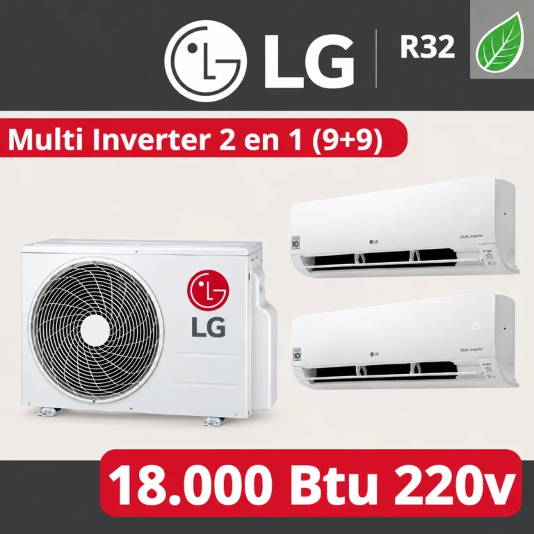 MULTI INVERTER LG WIN 2 EN 1 DE 18.000 BTU CON 2 EVAPORADORES PARED DE 9.000 + 9.000 BTU. CON CONEXION WIFI R32