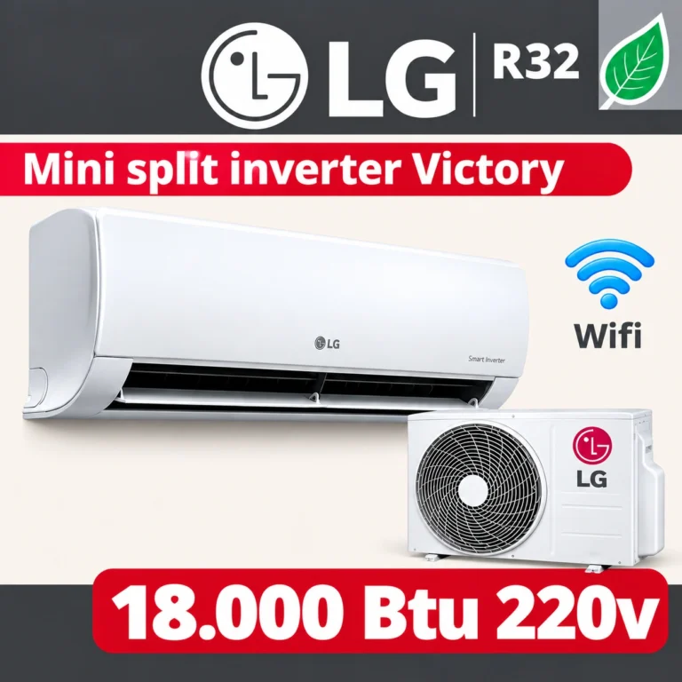 AIRE ACONDICIONADO MINI SPLIT LG INVERTER VICTORY DE 18.000 BTU. REFRIGERANTE R32 A 220V. CON CONEXION WIFI
